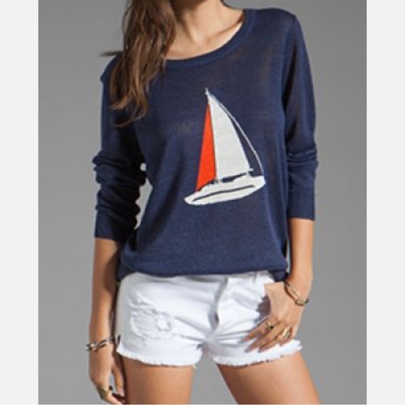 THML Sweaters - Anthropologie THML Womens S
Sailboat Nautical Pullover Navy Red
White Sailing